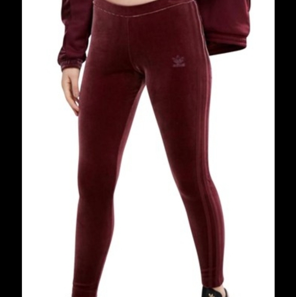 Adidas Maroon Velvet Pants Size XS - Picture 1 of 7